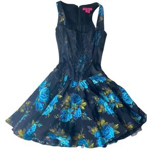 Vintage betsey Johnson corset silk dress